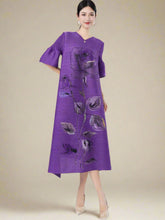 HEYFANCYSTYLE Women's Designer Japanese Pleat Rose Plisse Midi Dress